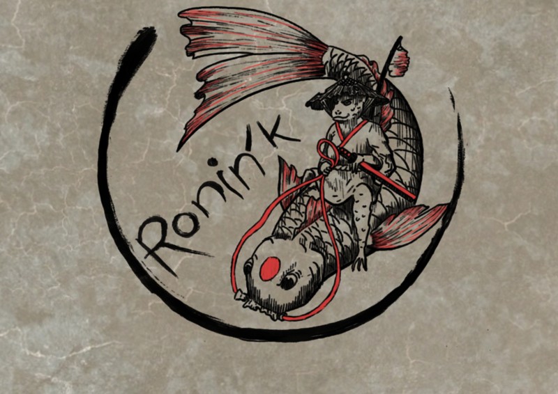 Emblème original de Ronin’k : une carpe koï dans un cercle, accompagnée du nom du salon.